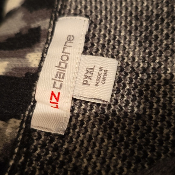 LIZ CLAIBORNE WOMENS PLUS SIZE GRAY/BLACK ANIMAL PRINT FRONT BUTTON SWEATER PXXL - Picture 6 of 16